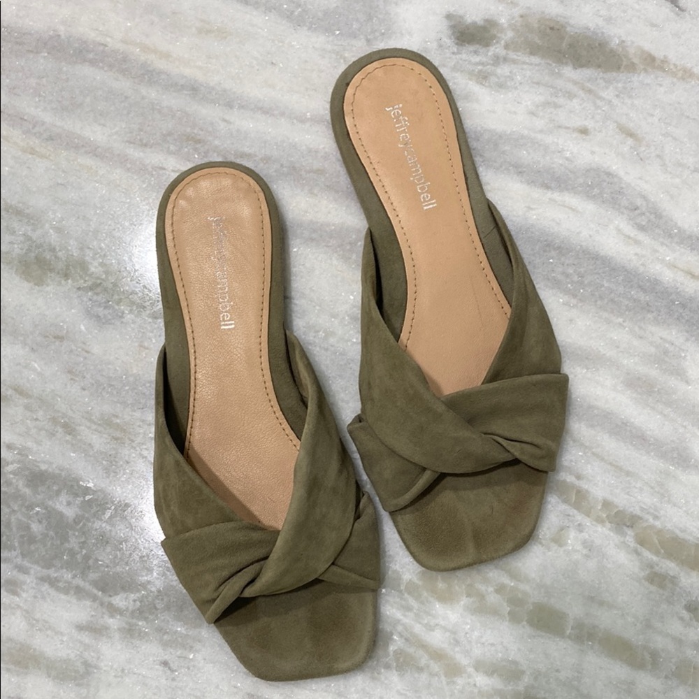 Green Suede Sandals with Twisted Design - Jeffrey Campbell